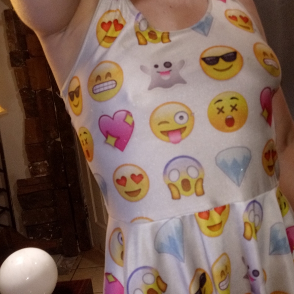 Emoji Digital Print Skater Cute Sexy Fun Dress - Picture 3 of 6